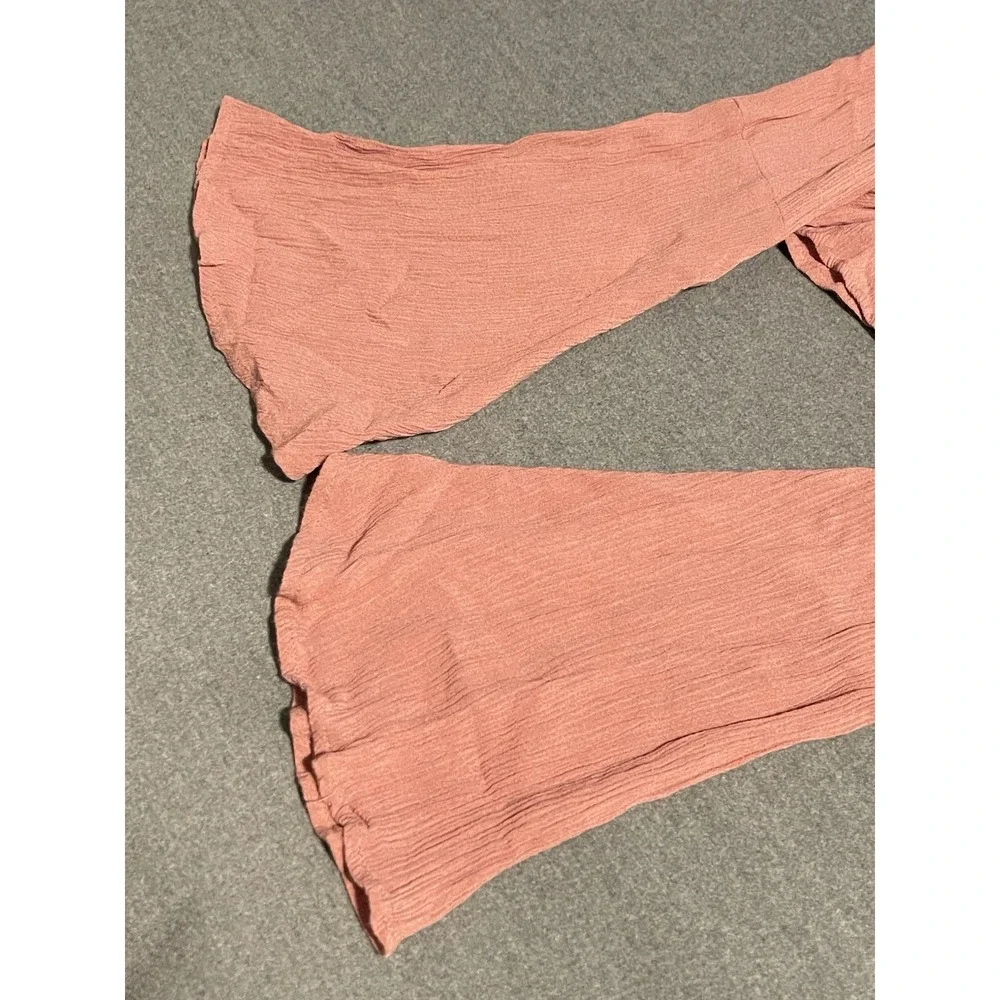 Charlotte Russe Pink Boho Crop Top Medium‎ Lace Detail Bell Sleeve